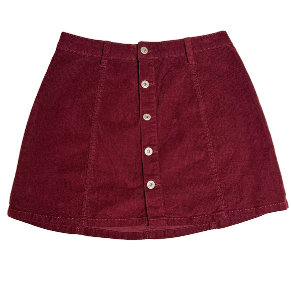 RE Generation Dresses & Skirts - RE Generation Corduroy Burgundy Mini Skirt Womens Small Winter Preppy 90s Retro